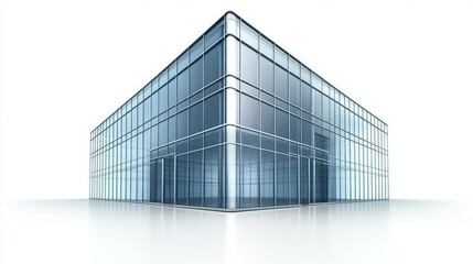 Poster - Modern Glass Building with Reflective Surface and Minimalist Design