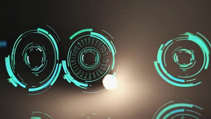 Leinwandbilder - Exploring futuristic interface designs with glowing circular patterns and digital elements in an immersive environment