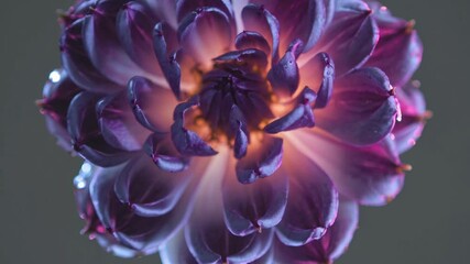 Poster - Flower blooming in vibrant colors during a close-up capture showcasing intricate details and enchanting light effects