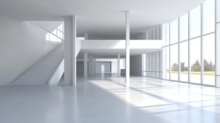 Poster - Modern Minimalist Interior of Spacious Open Concept Architecture