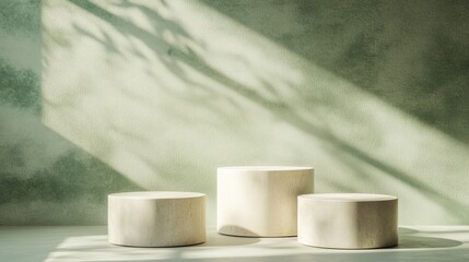 Poster - Modern Minimalist Display with Round Platforms and Soft Shadows