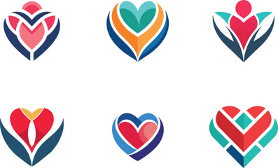 colorful abstract heart logo designs perfect for branding projects needing a unique scalable graphic