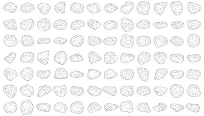 Poster - A black and white illustration of rocks with a white background.