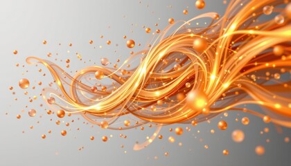 Poster - Abstract swirling golden lines and spheres, luxurious and elegant design.