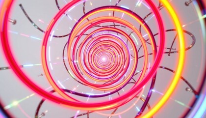 Poster - Abstract spiral design. Bright neon color pattern creating a futuristic and dynamic feel