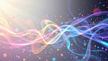 Poster - Abstract colorful waves and glowing particles.  The image evokes a sense of movement and energy.