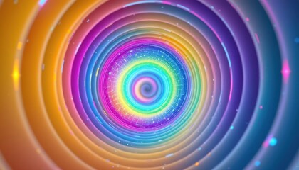 Poster - Colorful vortex tunnel with rainbow gradient creating an abstract spiral tunnel effect