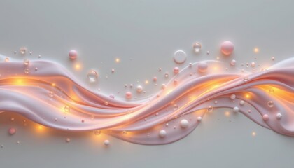 Poster - An abstract artistic representation of elegant wavy fabric and pearl accents with soft illumination creating a gentle, serene atmosphere