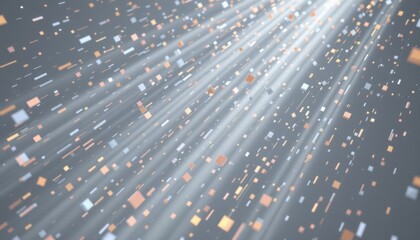 Poster - Abstract illustration of digital light particles forming beams of light in a futuristic setting
