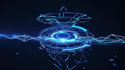 Leinwandbilder - Dynamic geometric patterns in a futuristic blue design showcasing technology and innovation