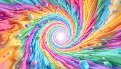 Poster - A captivating swirl of rainbow colors forming a mesmerizing tunnel effect, inviting the viewer into its depths