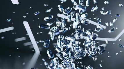 Leinwandbilder - Dazzling crystal shards flying through a modern setting with dynamic lighting