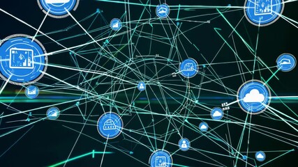 Fototapete - Exploring the connections and networks within digital communication technologies in a futuristic setting