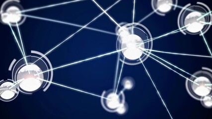 Fototapete - Exploring connections in digital networks and their visual representation in a dynamic display