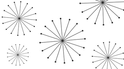 Poster - Abstract geometric graphic design with stylized radiating line bursts on a white background. Render
