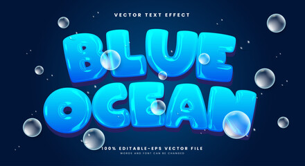 Aufkleber - Blue Ocean 3d editable text effect Template suitable for Bubble theme