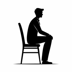 Poster - Silhouette of a man sitting on a chair in a side view with a simple design