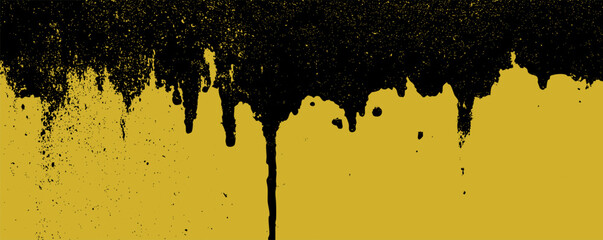 Poster - Bold black and yellow abstract paint drips create a striking contrast in modern design