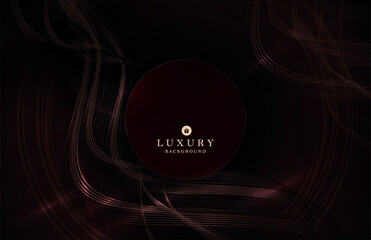 Wall Mural - Dark composition with a round frame, ribbons of gold and copper shades on a black background.