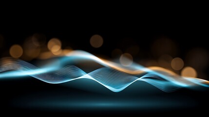 Aufkleber - Abstract waves with blurry bokeh lights