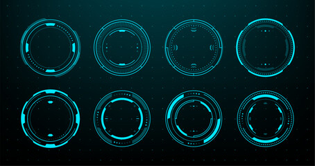 Fototapete - Set of futuristic head up display vector graphic interface elements for user interface design and technology concept. HUD vector graphics. 