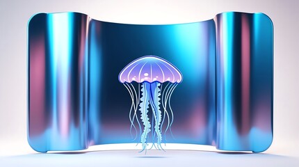 Wall Mural - neon jellyfish: a digital ocean scene