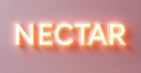 Poster - Bright neon text spells Nectar against pink backdrop. Glowing letters create bold visual impact. Simple, modern design.