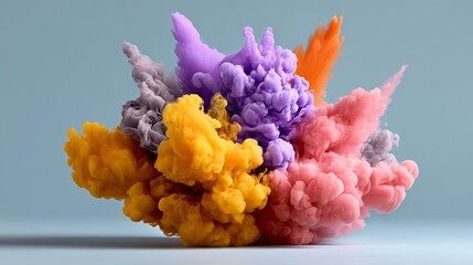 Poster - colorful explosion of smoke and fire with a blue background. the colors are bright and vibrant, crea