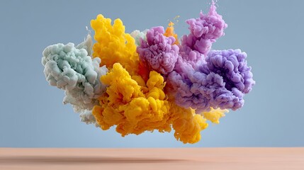 Poster - colorful cloud of smoke is floating in the air. the smoke is made up of different colors, including 