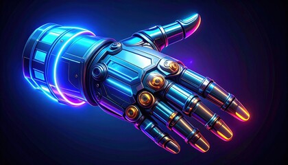 Poster - Futuristic Glowing Metallic Robot Hand