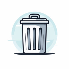 Poster - Illustration of a simple trash can with a lid and handle on a light blue background