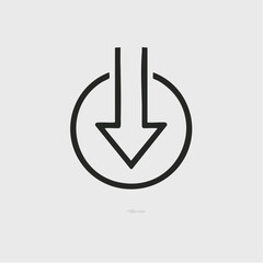 Poster - Simple black and white download icon with arrow pointing downwards inside a circle
