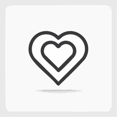 Poster - Simple vector illustration of a double heart icon with a shadow on a white background