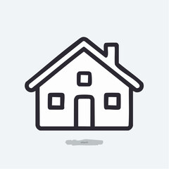 Poster - Simple vector illustration of a house with a chimney and three windows on a white background