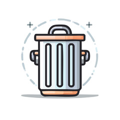 Poster - Vector illustration of a cartoon trash can in a modern and minimalist flat design