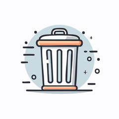 Poster - Vector illustration of a trash can with a light blue background and decorative elements