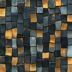 Poster - Decorative wall tiles in metallic shades create unique patterns in modern interior design