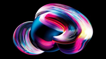 Aufkleber - Abstract colorful fluid shape on black