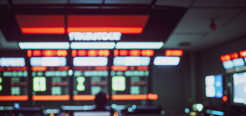 Poster - Control room with multiple screens displaying data and a person in the foreground.futuristic photos with premium quality for poster and banner backgrounds