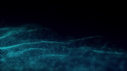 Fototapete - Color abstract wave background with dots and lines moving in space. Technology illustration. Futuristic modern dynamic wave. 3d rendering.