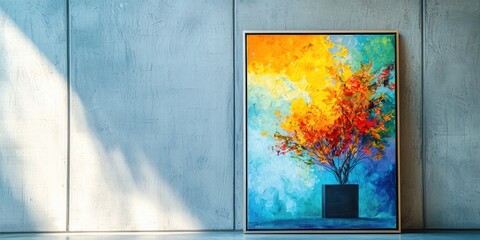 Wall Mural - Framed finished painting on display