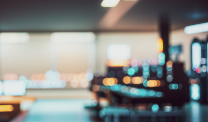 Poster - Blurred interior view with illuminated displays and equipment in a modern setting.futuristic photos with premium quality for poster and banner backgrounds