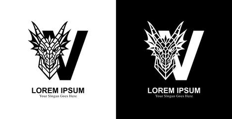 Aufkleber - The logo design is in the form of a dragon's head combined with the letter V