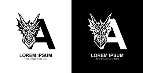 Aufkleber - The logo design is in the form of a dragon's head combined with the letter A