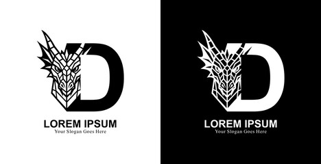Aufkleber - The logo design is in the form of a dragon head combined with the letter D