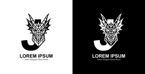 Aufkleber - The logo design is in the form of a dragon's head combined with the letter J
