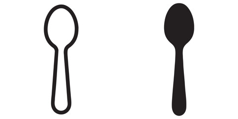 Fototapete - Simple Spoon Icons Outline and Solid Vector Graphics for Design