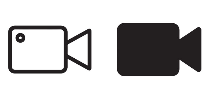 Video Camera Icons Outline and Solid Vector Graphics for Digital Projects