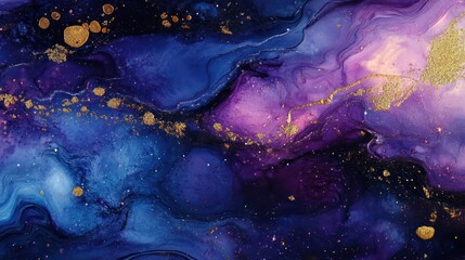 Wall Mural - Cosmic Nebula: Abstract Universe in Blue, Purple, and Gold