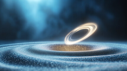 Poster - A captivating representation of a cosmic phenomenon featuring a glowing ring above a swirling mass, showcasing the wonders of the universe.